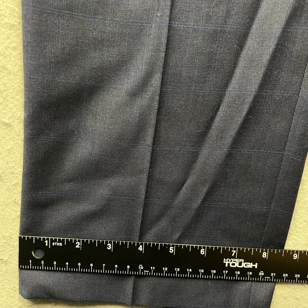 Lauren Ralph Lauren Mens Navy Blue Windowpane 2 Piece Suit Blazer Pants 40x32